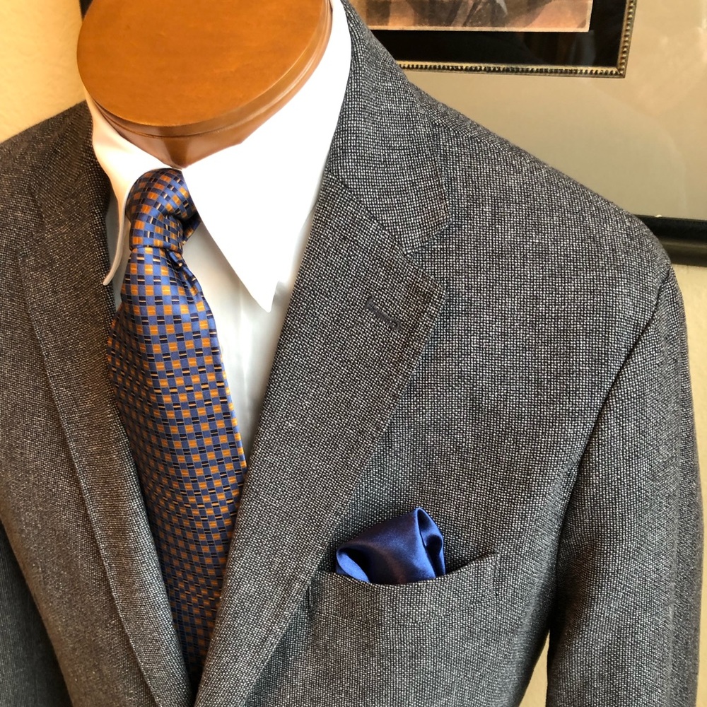 Mango MNG Man Cotton and Linen Gray Blazer 40R Slim Fit